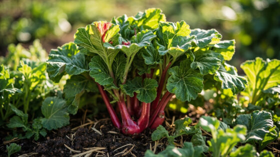 companion plants for rhubarb