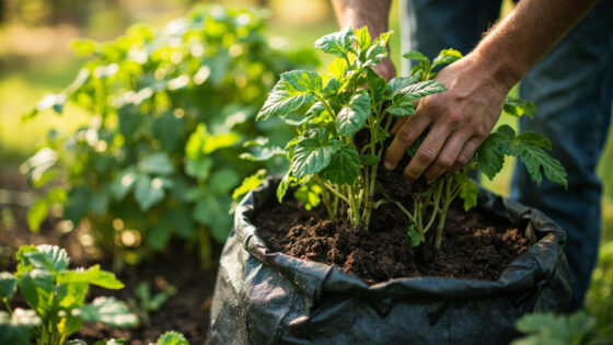 growing potatoes in grow bags