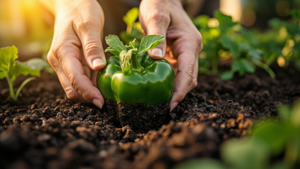 how deep to plant bell peppers