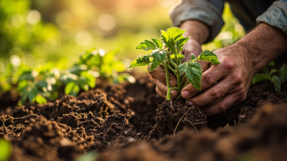 how deep to plant tomatoes