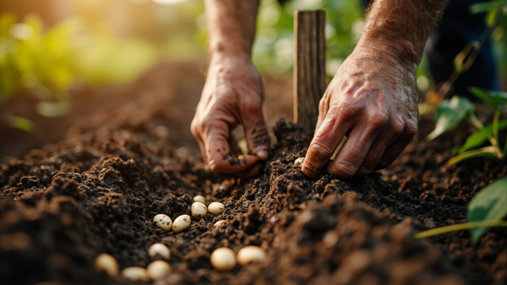 how far apart to plant pole beans