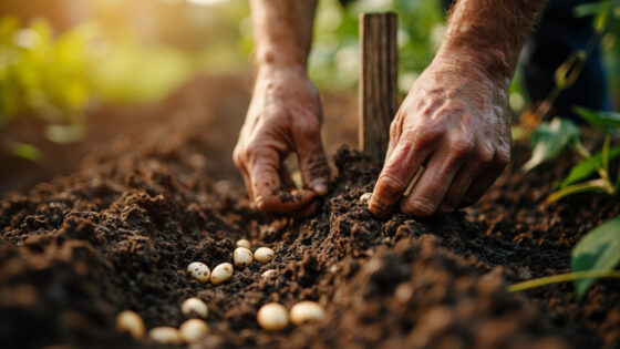 how far apart to plant pole beans