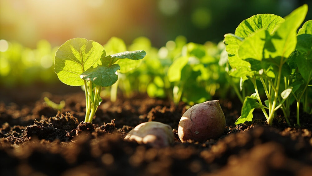 how far apart to plant sweet potatoes