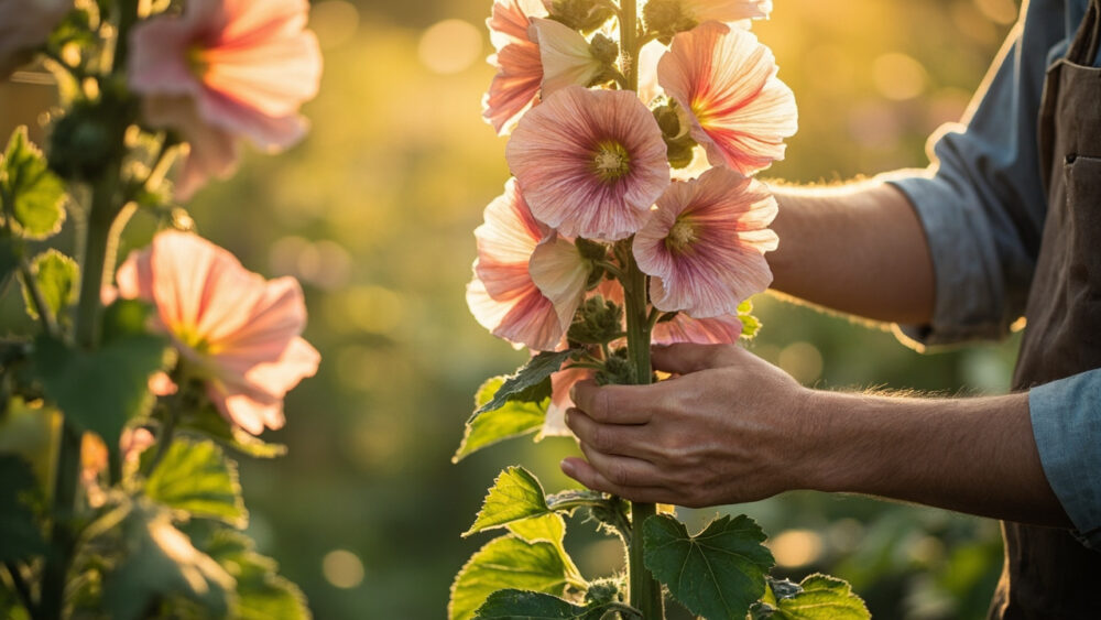 how to care for hollyhocks