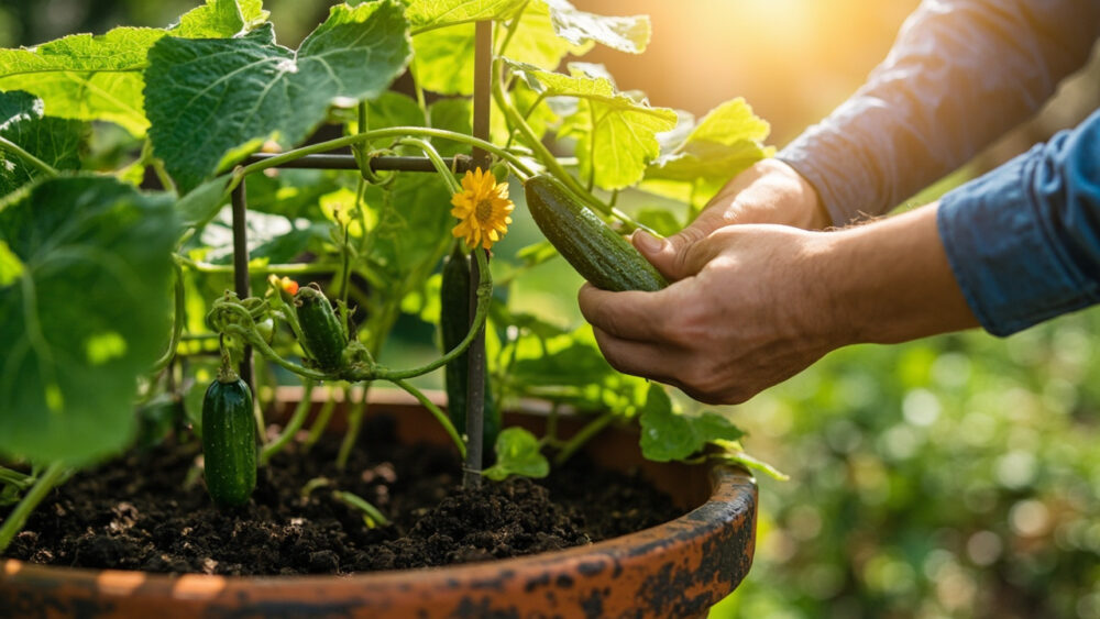 how to grow cucumbers in containers
