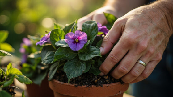 how to repot african violet