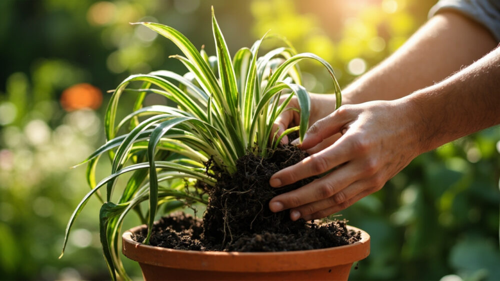 how to repot spider plant