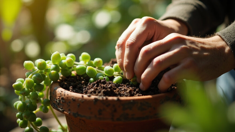 how to repot string of pearls
