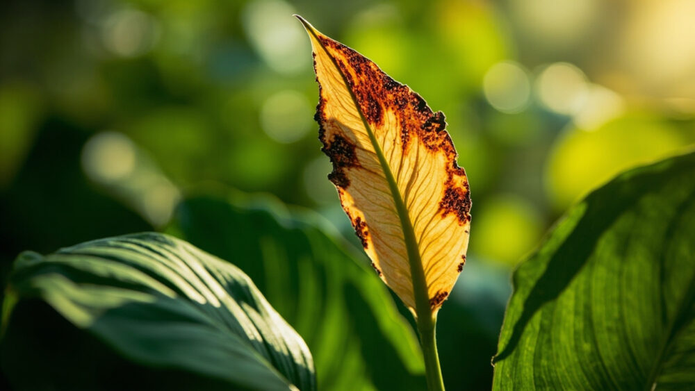 peace lily leaves turning brown