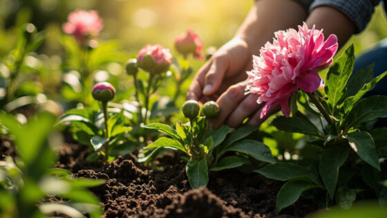 peonies growing stages