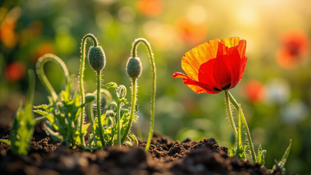 poppies growing stages