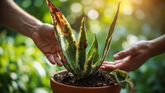 snake plant brown tips