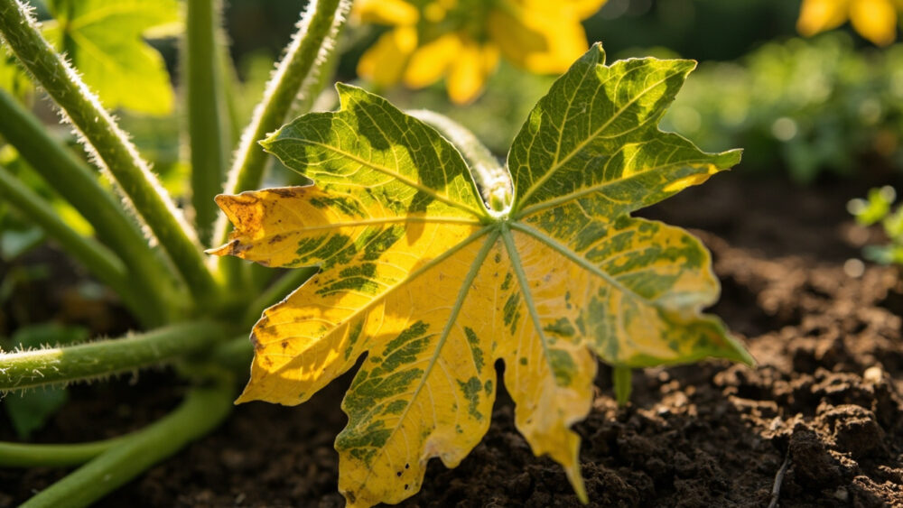 squash plant leaves turning yellow