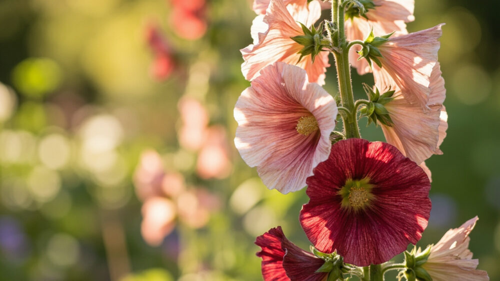 when do hollyhocks bloom