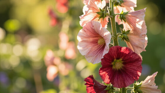 when do hollyhocks bloom