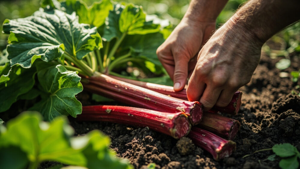 when to harvest rhubarb